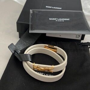Saint Laurent Cream Bracelet with Gold Clasp
